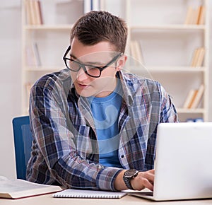 Young student studying over internet in telelearning concept