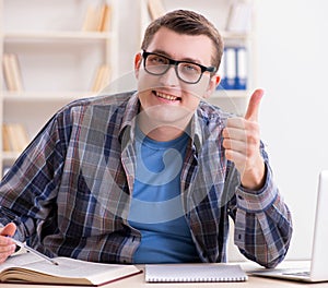 Young student studying over internet in telelearning concept