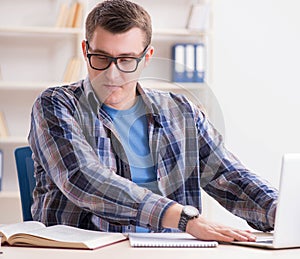 Young student studying over internet in telelearning concept