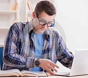 Young student studying over internet in telelearning concept