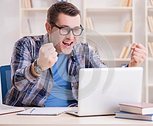 Young student studying over internet in telelearning concept