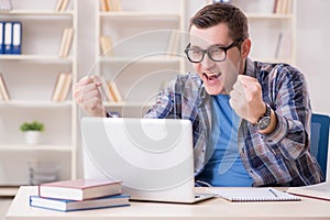 The young student studying over internet in telelearning concept