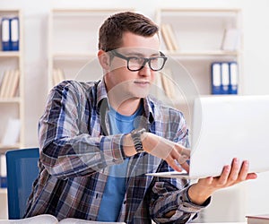 Young student studying over internet in telelearning concept