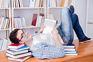 The young student taking break and falling asleep