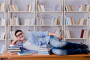 The young student taking break and falling asleep