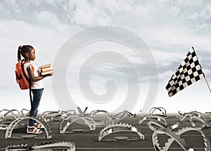 Young student walking through the pitfalls