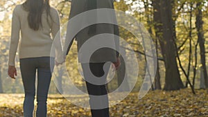 Young students enjoy stroll in beautiful park after classes, teenage romance