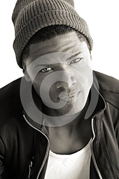Young stylish black man in sepia
