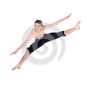 Young and stylish modern ballet dancer jumping