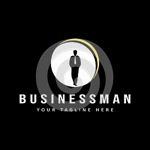 Young successful businessman silhouette logo design inspiration with