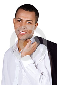 Young successful student on white