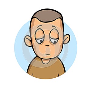 Young suffering sad man is sick. Hunger, sickness, weight loss. Flat vector illustration. Isolated on white background.