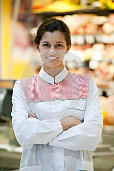 Young supermarket employee