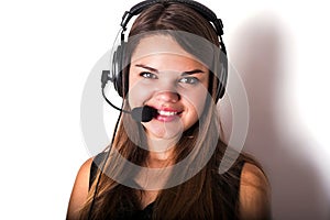 Young support phone operator