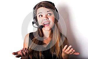 Young support phone operator