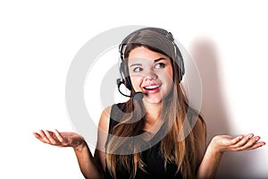 Young support phone operator