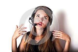 Young support phone operator