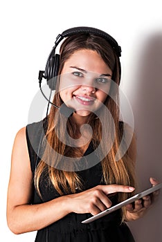 Young support phone operator