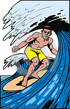 Young surfer isolated