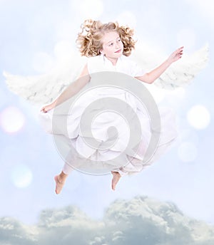 Young sweet angel flying