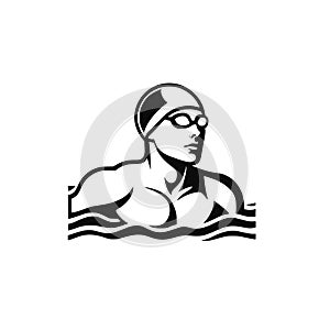 Young swimmer vector. Strong athlete