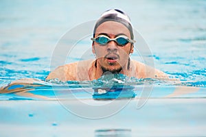 Young swimming sport man