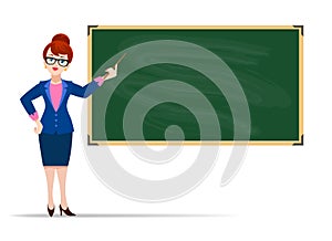 Young teacher blackboard