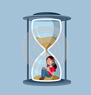 Young Teen Girl Spending Time on the Smartphone Concept Vector Illustration