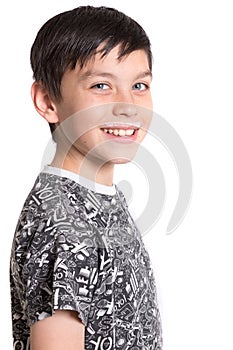 Young teenage boy with a milk moustache