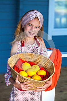 young teenage girl with lemons