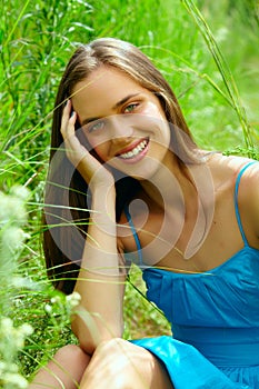 Young teenage woman outdoors