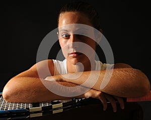 Young tennis pro - seated port