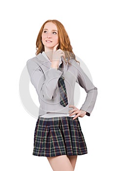 The young thinking student female isolated on