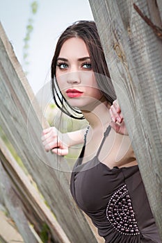 Young thoughtful brunette