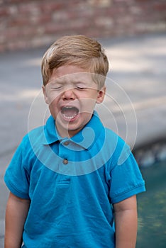 Young Toddler Boy Upset While Outside