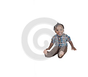 Young toddler isolated against a white background