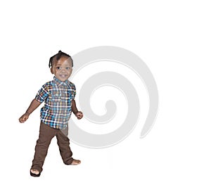 Young toddler isolated against a white background