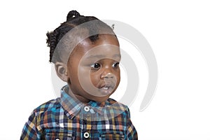 Young toddler isolated against a white background