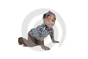 Young toddler isolated against a white background photo
