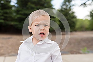 Young Toddler Portrait Outside Unsure