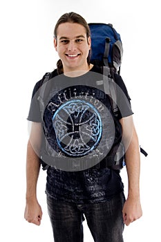 Young traveler with bag pack