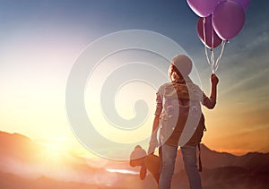 Young traveller with backpack