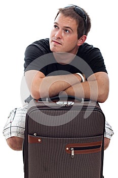 Young traveller man with luggage