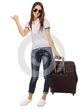 Young travelling girl isolated