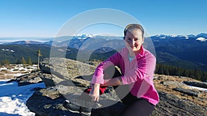 Young trekker smiling in the nature