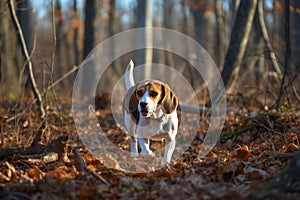 A young tricolour beagle fits well photo