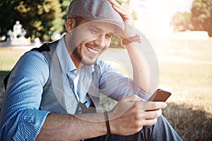 Young urban businessman professional on smartphone