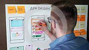 Young UX designer developing Mobile app responsive layout