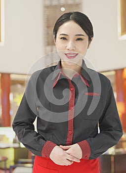 Young waitress, Greeting