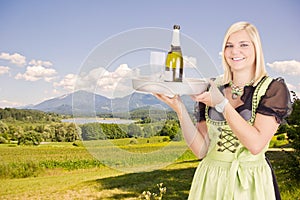 Young waitress with tray